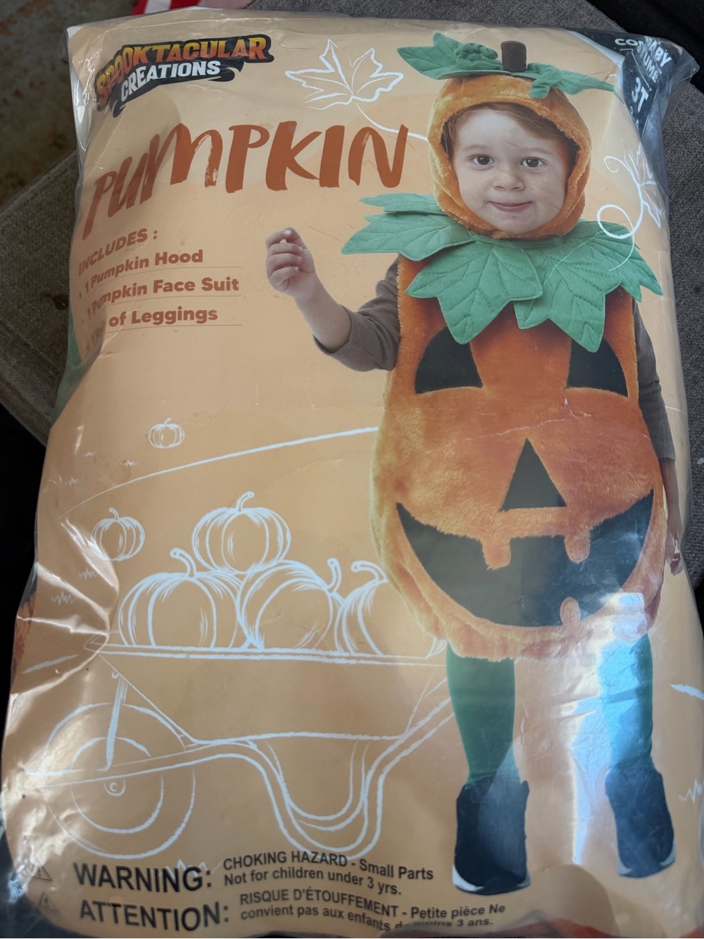 Kids Pumpkin Costume - Orange and Green Jack-O'-Lantern Outfit